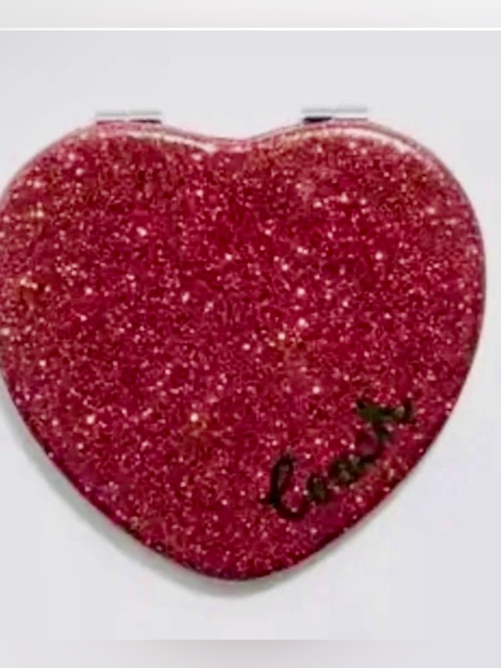Coach Heart-Shaped Pocket Mirror – Glitter Finish NWT